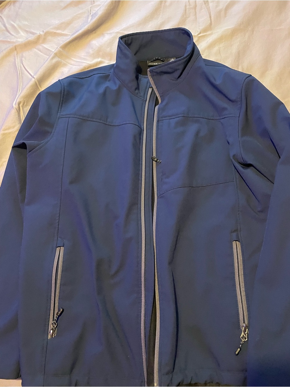 Swiss Tech Men's Blue Softshell Jacket with Gray Trim